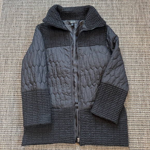 Black Utility Jacket with High Collar and Ribbed Cuffs - Picture 1 of 3